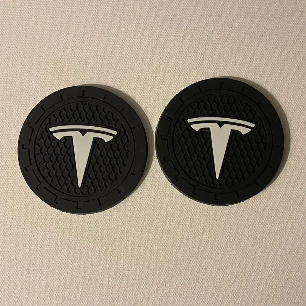 Tesla Car Cup Coasters Black set of 2 NWT